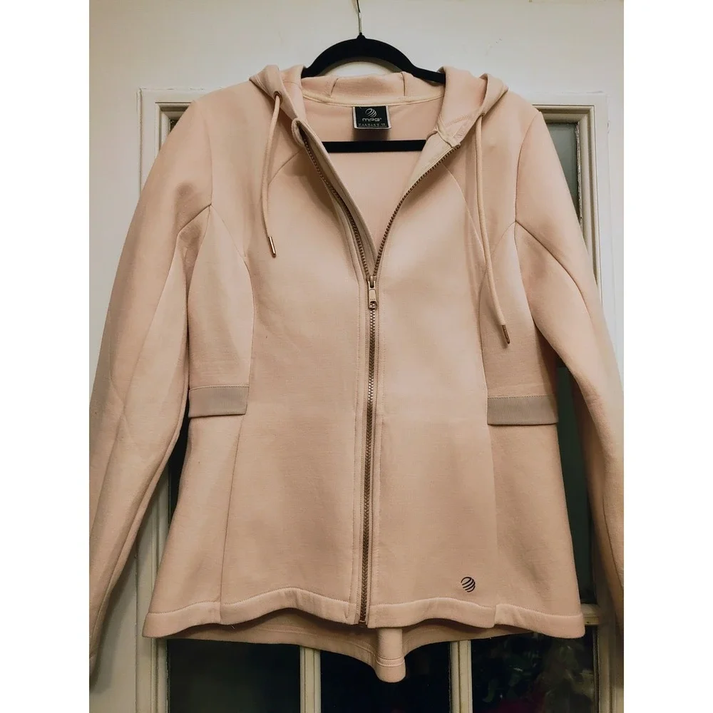 MPG Mondetta Women's L Blush Pink Peplum Full Zip Hooded Athletic Jacket